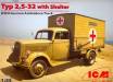1/35 WWII German Type 2,5-32 Ambulance Truck w/Shelter