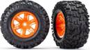 X-Maxx Tires & Wheels Glued Orang Wheels/AT Tires/Foams (2)