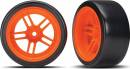 Tires/Wheels Glued 1.9 Rear (2) Split-Spoke Drift Orange